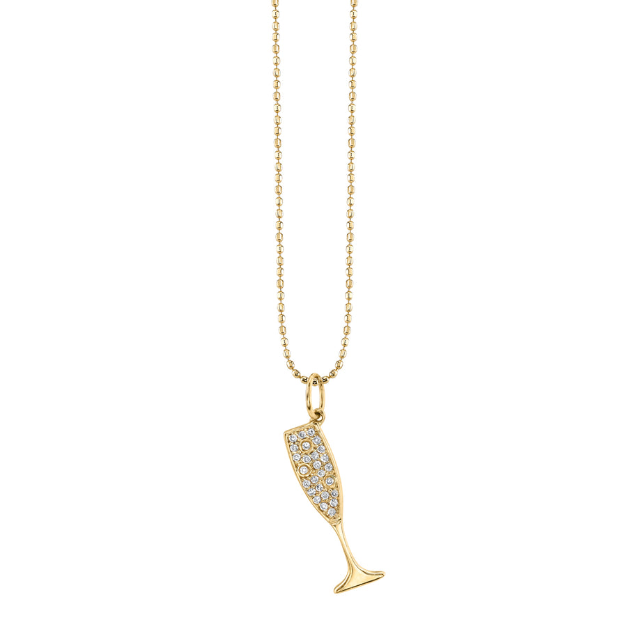 Gold & Diamond Champagne Glass Charm - Sydney Evan Fine Jewelry