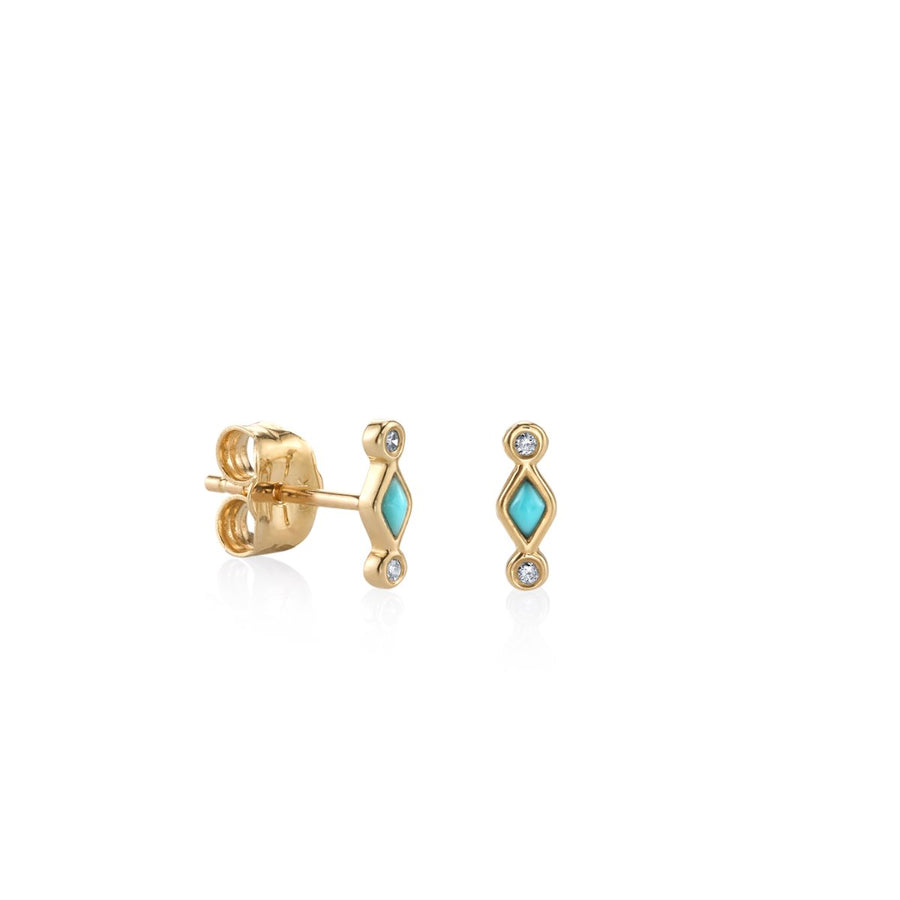 Gold Turquoise Diamond Bezel Stud - Sydney Evan Fine Jewelry