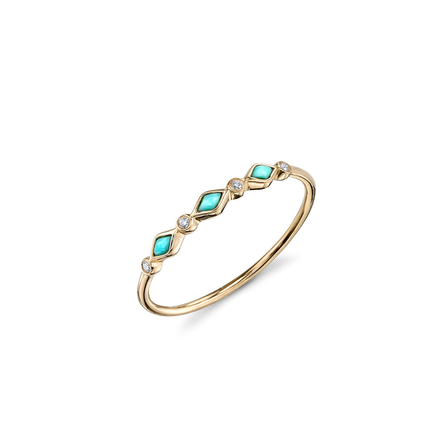 Gold Triple Turquoise & Diamond Bezel Ring - Sydney Evan Fine Jewelry