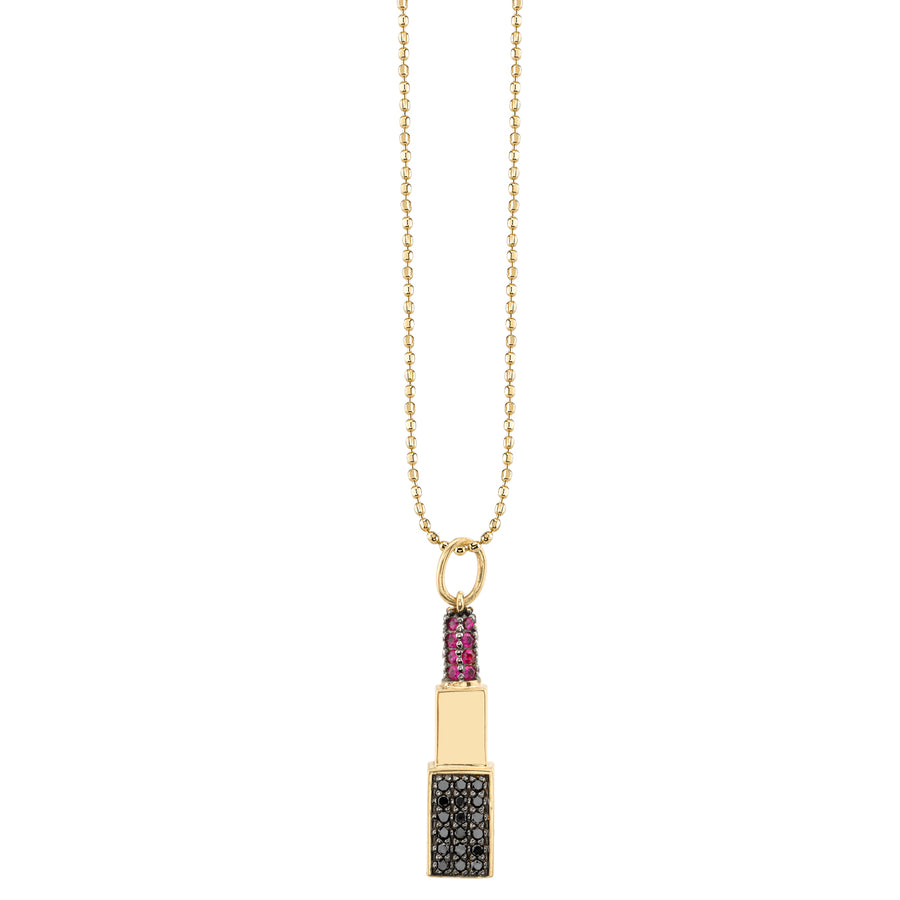 Gold Ruby & Black Diamond Lipstick Charm - Sydney Evan Fine Jewelry