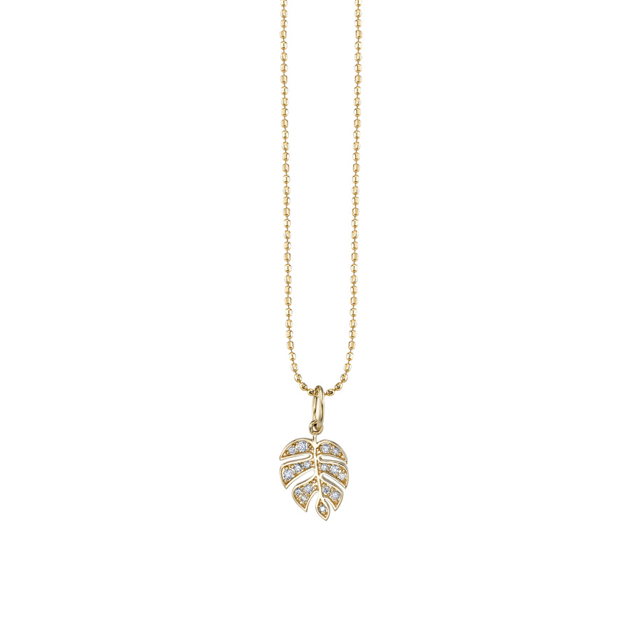 Gold Small Monstera Leaf Charm - Sydney Evan Fine Jewelry