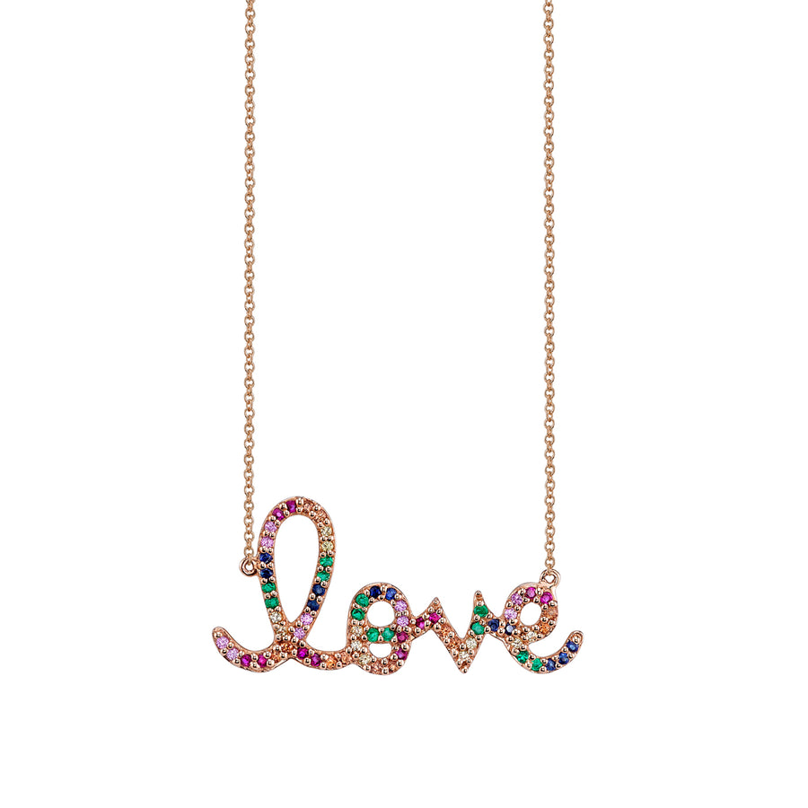 Gold & Rainbow Large Love Necklace - Sydney Evan Fine Jewelry