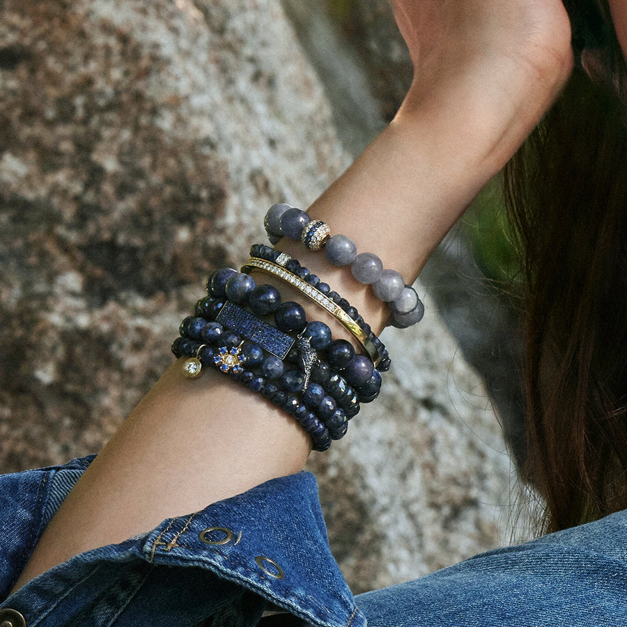 Gold & Diamond Fluted Single Stone on Sapphire - Sydney Evan Fine Jewelry
